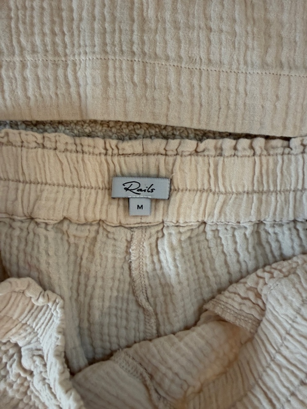 Rails Light Beige Gauze 2 Piece Matching Set - Top and Wide-Leg Pants Size M - Picture 4 of 11